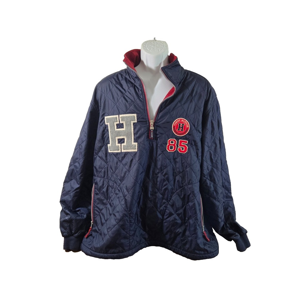 Tommy Hilfiger‎ Quilted 1/4 Zip Jacket Fleeced Lined Size Large Pockets